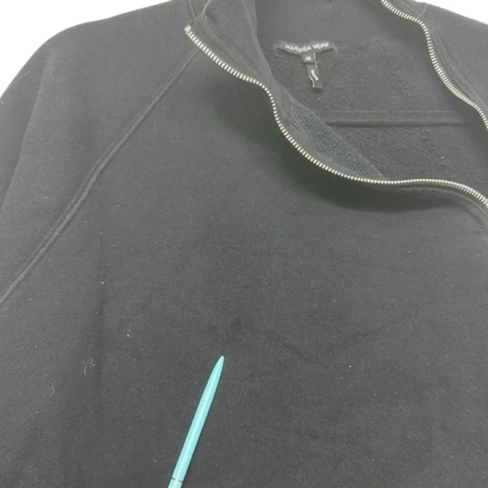 Marissa‎ Webb Black Cotton Funnel Neck Zip Sweatshirt Women's XS - Picture 6 of 9